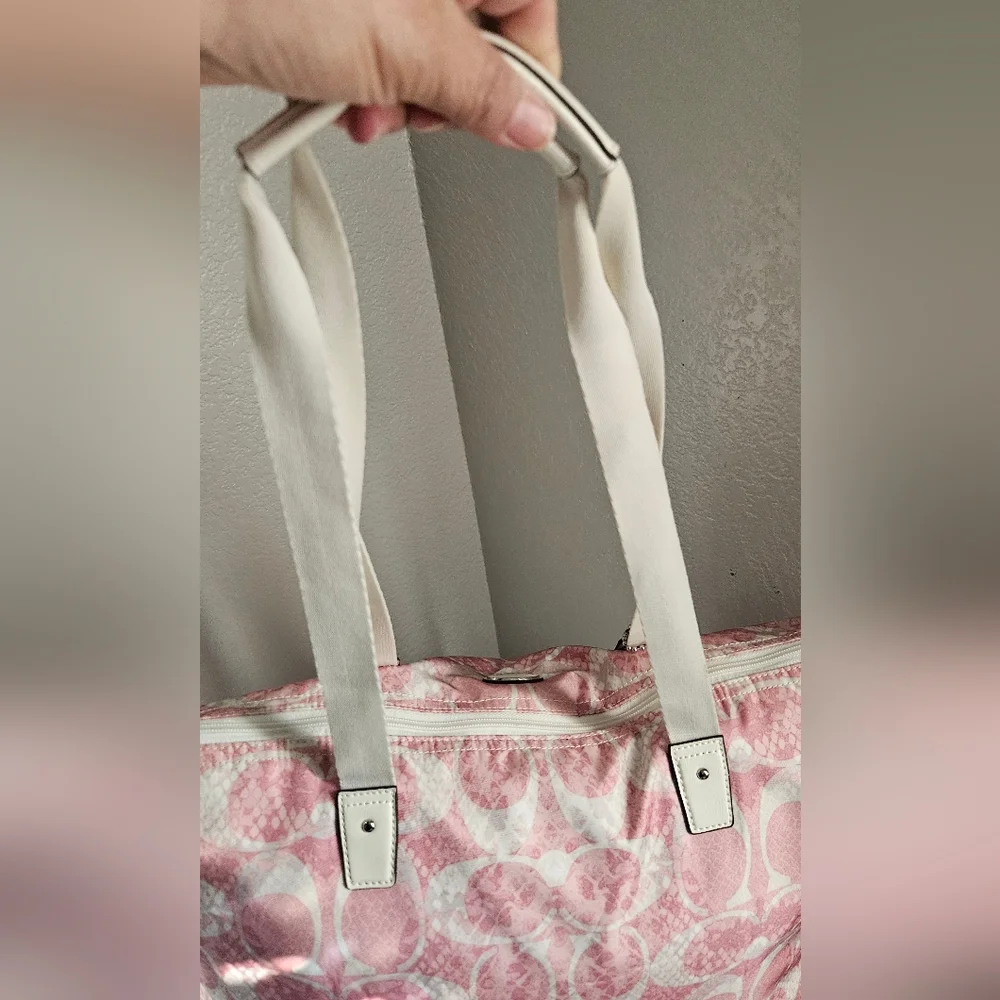 Coach Pink Signature Tote with Matching Pouch - Picture 7 of 13